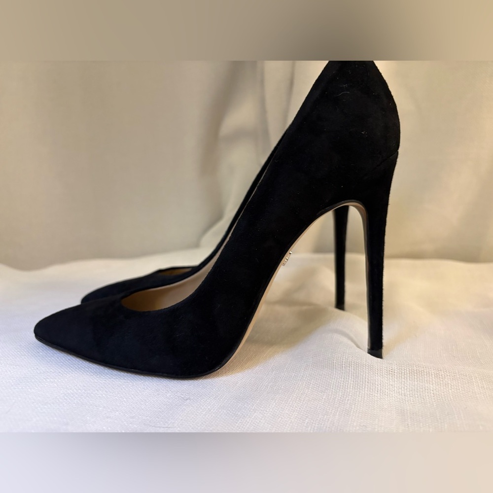 Sam Edelman Black Suede Pointed Toe Stiletto Pumps Heels US 7.5 Classic Sexy - Picture 5 of 13